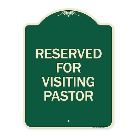 Signmission Reserved for Visiting Pastor Heavy-Gauge Aluminum Architectural Sign, 24" x 18", G-1824-23167 A-DES-G-1824-23167